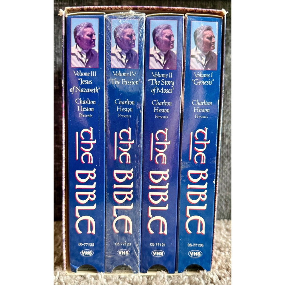 GoodTimes The Bible VHS Box Set Charlton Heston 4 Vol Excellent Documentary